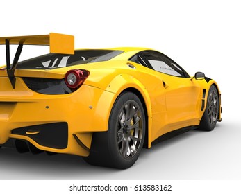 Sun Yellow Race Car - Back View - 3D Illustration