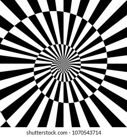 sunburst black white background with infinity spiral.