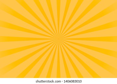 Sunburst yellow rays pattern. Radial sunburst ray background illustration.