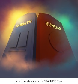 Sunday And Sabbath Compared, 3d Rendering Illustration