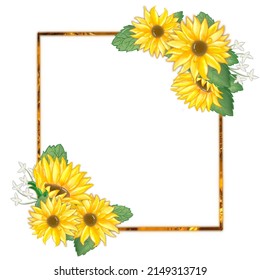 Sunflower Invitation template design 300DPI 