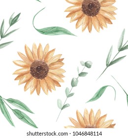 Sunflower Leaves Seamless Pattern 