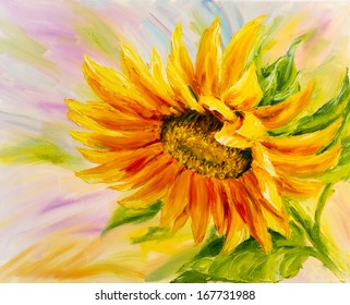 Sunflower, oil painting on canvas