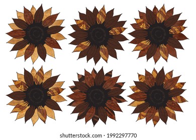 Sunflower Sublimation With Safari Africa Texture. Summer Clip Art Pack On White Background 
