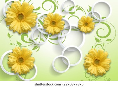 Sunflowers con esténcil Green