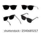 Sunglasses in different angles on a white background. Fashion accessory concept. 3D Rendering