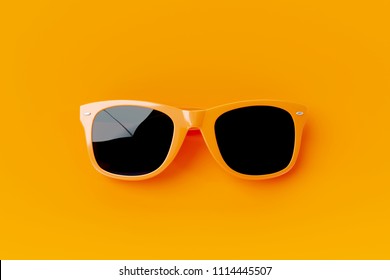 Sunglasses on orange background. summer concept. 3d rendering - Powered by Shutterstock