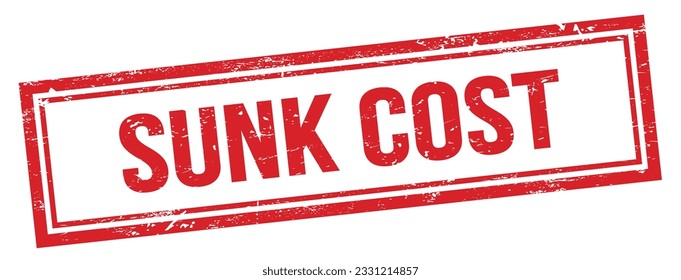 SUNK COST text on red grungy vintage rectangle stamp.