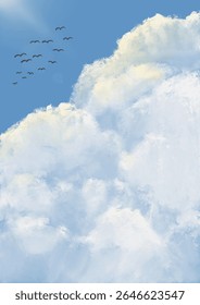 sunlight gently streaming down onto the clouds.