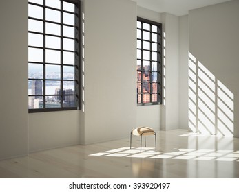 Sunlit Interior Design Stool Big Windows Stock Illustration 393920497 ...