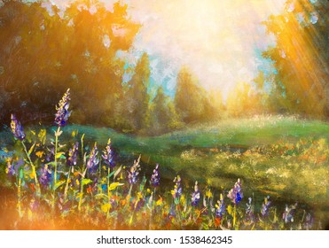 Meadow Painting Watercolor Painting Flower Painting 16x11 Artwork By CatherineVaradiArt