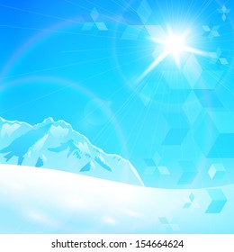 Sunny winter landscape. Raster version.