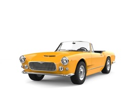 Sunny Yellow Vintage Convertible Car - 3D Illustration