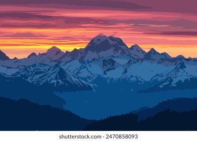 Sunrise Over Snow Capped Mountains - Powered by Shutterstock