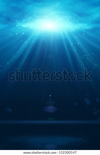 水中の背景に青い海で輝く日の出 のイラスト素材