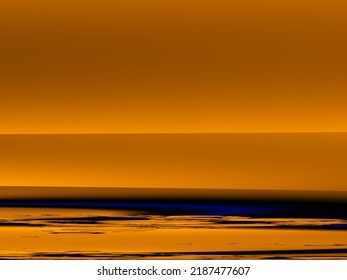 The Sun's Rays Over The Quiet Sea. Abstract Digital Rendering. The Horizon Line