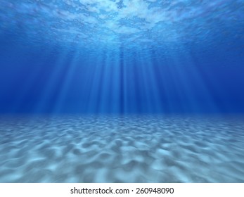 The sun's rays underwater. Underwater background. 
