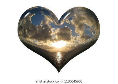 sunset and a cloudy sky in a heart