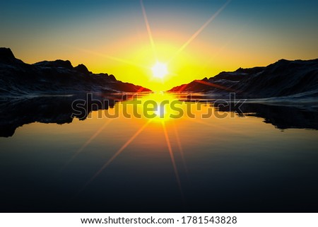 Similar – Bietschorn mountain peak at sunrise, Switzerland