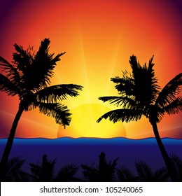 Sunset On Beach Stock Illustration 105240065 | Shutterstock