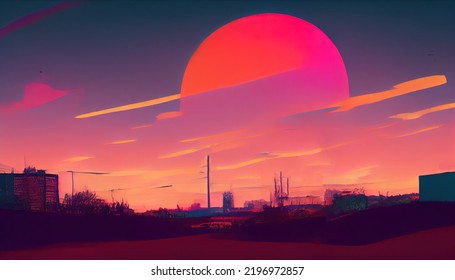 Sunset over city 