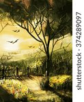 Sunsets, backyard - Stock Image