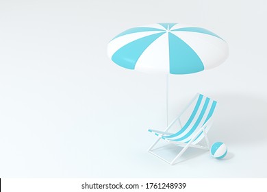 Sunshade, Beach Chair With Orange Background, 3d Rendering. Computer Digital Drawing.