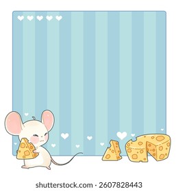 A super cute memo template for writing messages, decorated with little mice and yummy cheese.
