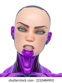 Super Cyborg Girl Is So Angry In Id Profile Picture, 3d Illustration