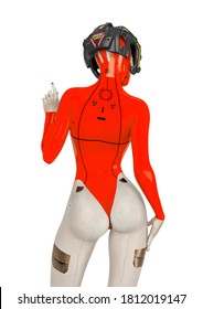 Super Cyborg Girl It Is My Turn Back View, 3d Animation