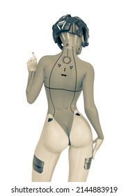 Super Cyborg Girl It Is My Turn Back View, 3d Animation