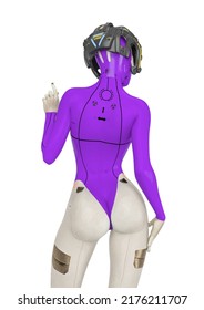 Super Cyborg Girl It Is My Turn Back View, 3d Animation