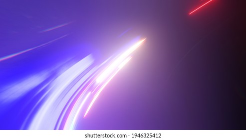 Super Fast Car Night Traffic Lights. Abstract Background. 3D Rendering