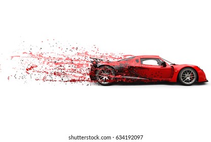 Super Fast Red Racing Car - 3D Illustration