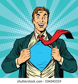 Super Hero Male Businessman Pop Art Retro  Illustration