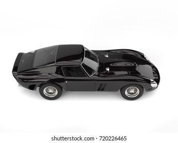 Super Jet Black Vintage Race Car - High Angle Side View - 3D Illustration