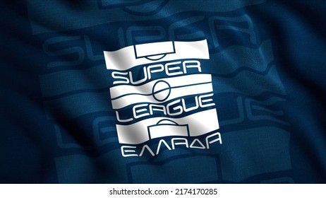 The Super League Greece one waving flag, concept of sport and patriotism. Motion. Abstract flag of the professional association football league in Greece. For editorial use only.