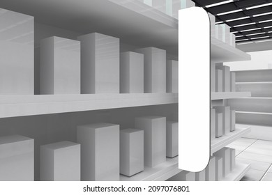 Super Market Shelf Frame Stopper With Shelf 3d Rendering Illustration