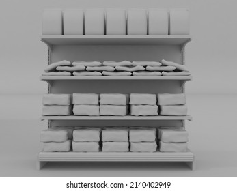 Super Market Shelf With Products. 3d Rendering Illustration