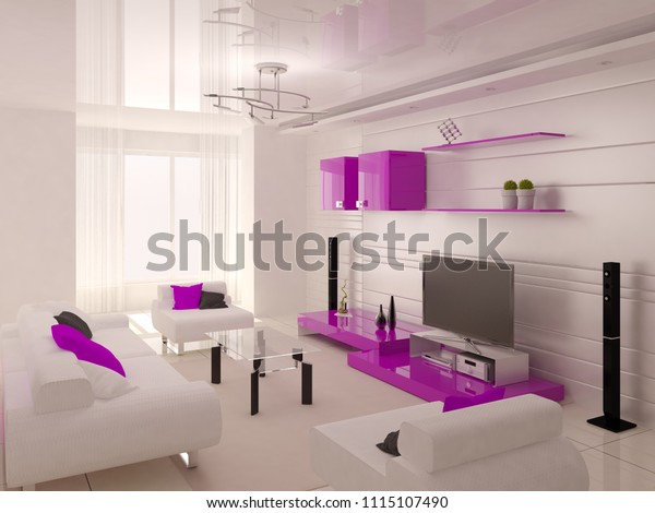 Super Modern Living Room Functional Furniture Stock Illustration 1115107490