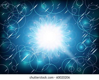 Super nova star blast with space bubbles abstract background