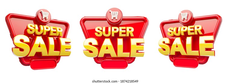 Super Sale Modern Design Template. Logo For Advertising Campaign. 3D Illustration, 3D Logo, 3D Art.