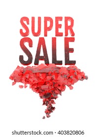 Super Sale Word Stand On Hot Coals. 3D Illustration Isolated On White Background