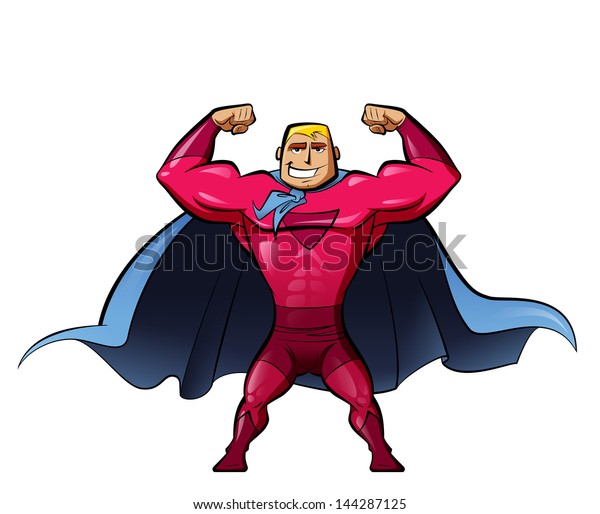 Super Strong Hero Red Suit Powerful Stock Illustration 144287125