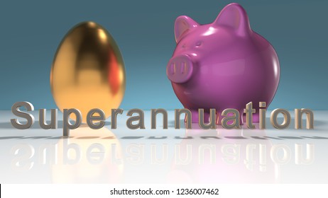 Superannuation Retirement Income From Nest Egg Super Fund - 3d Render