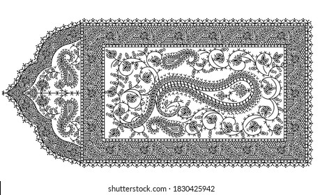 SUPERB RARE ANTIQUE KASHMIR PAISLEY SHAWL PATTERN 19TH CENTURY. Antique Embroidery Tapestry Artwork. Laces And Trims Border Paisley Floral Print Design.