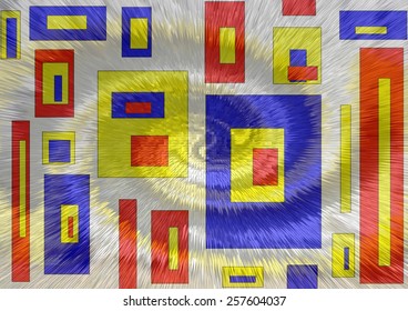  Superb unique  colorful modern  rectangular  geometric abstract design superimposed  with   circular motifs on a  swirling extruded  background ideal for wallpapers  and chic backgrounds.