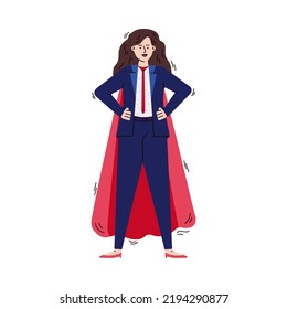 Superhero Business Woman In Power Pose - Cartoon Businesswoman