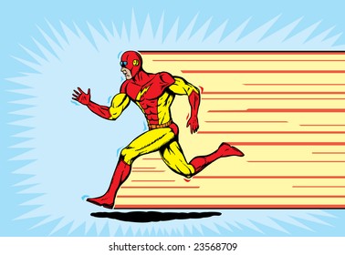 Superhero Running At Great Speed.