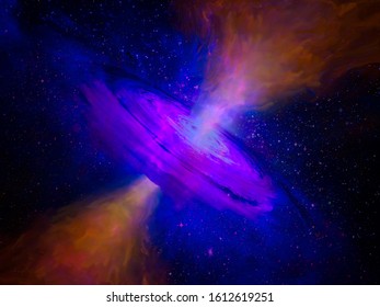Supermassive black hole planet killer, with jet streams - outer space scene, artist concept